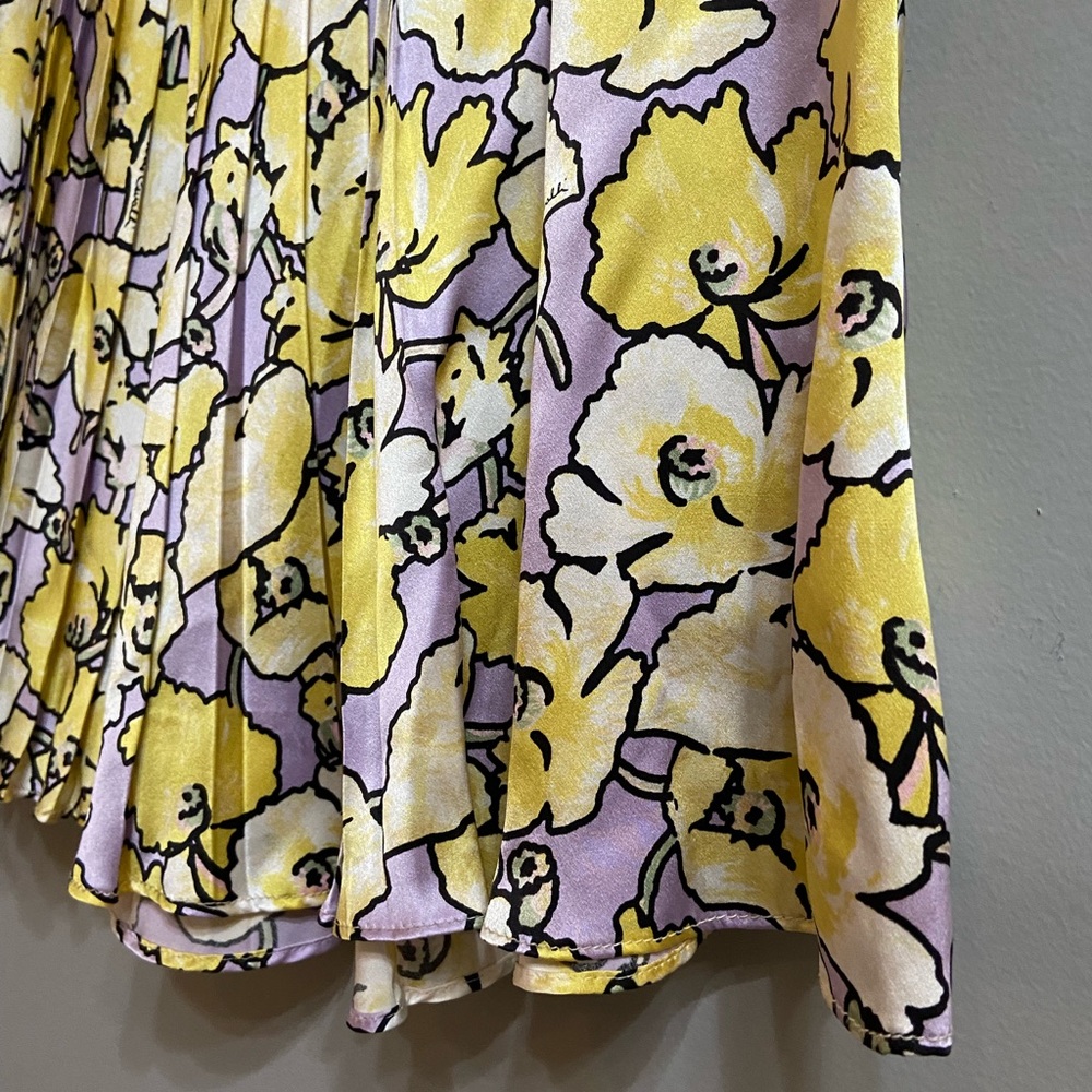 Roberto Cavalli Yellow Floral Skirt with Black & White Zebra Waistband - Picture 7 of 16
